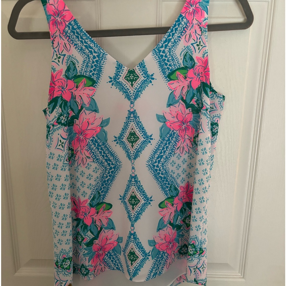 Lilly Pulitzer Florin Sleeveless V-Neck Top Resort White Girls Best Friend